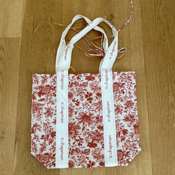 V. Chapman Tote Bag Floral White Red - Picture 3 of 3